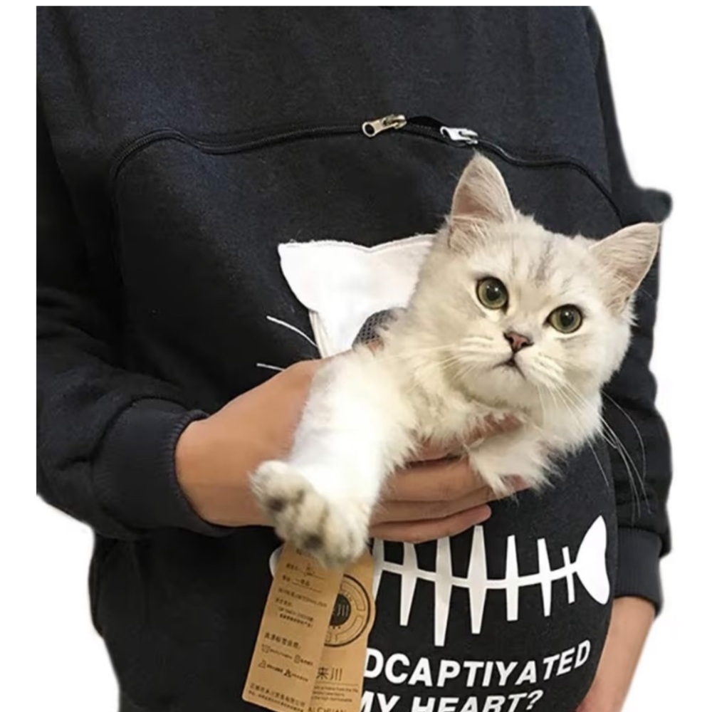 Cat/Pet Carrier Hoodie with Ears with Zip Pouch